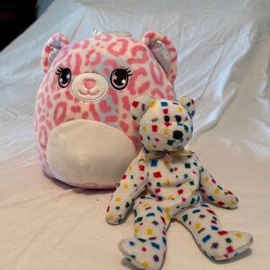 Brandi the Queen Pink Cheetah Squishmallow and Ty 2K Beanie Baby